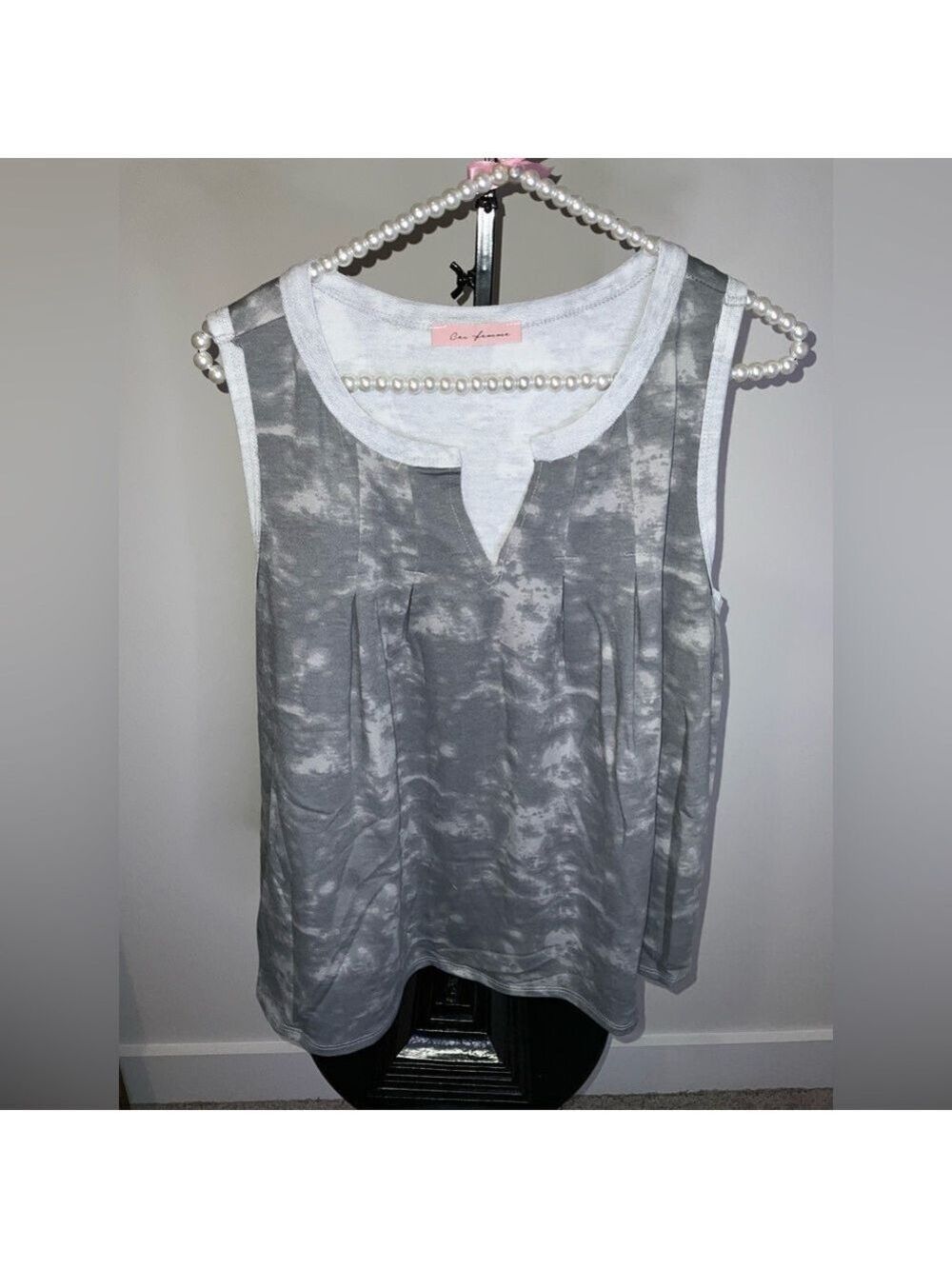 Ces Femme grey relaxed fit tank top in a stormy looking print - size large